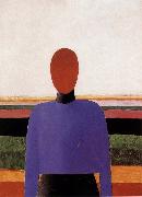 Kasimir Malevich, The Bust of girl  wear purple dress